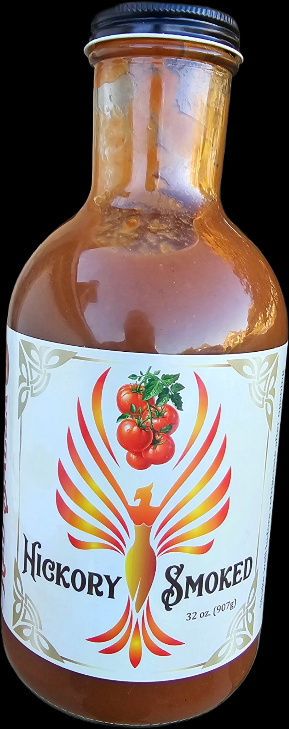 Hickory smoked red (tomato) salsa medium spicy. 32 oz